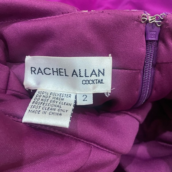 Rachel Allan Cocktail Magenta Beaded Waist Dress Size 2 | Peplum Formal 0182 - Picture 5 of 6